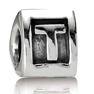 Auth. PANDORA Retired Sterling Silver Alphabet Bead - Letter T - 790323T